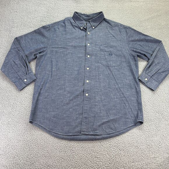 Chaps Ralph Lauren Mens Gray Long Sleeve Logo Collared Button Down Shirt Size XL - Picture 1 of 6